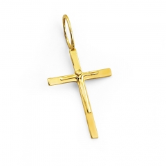 Złoty nowoczesny krzyżyk z Jezusem próby 585